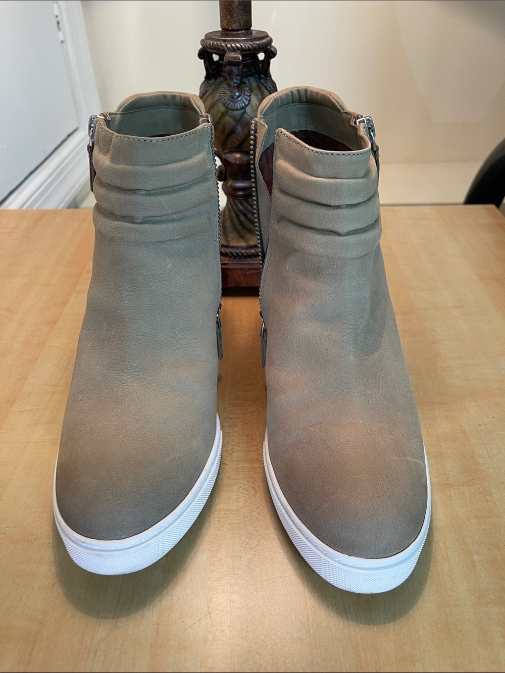 Paolo - Casual High-Top Wedge Sneakers, Color: Taupe, Size: 8